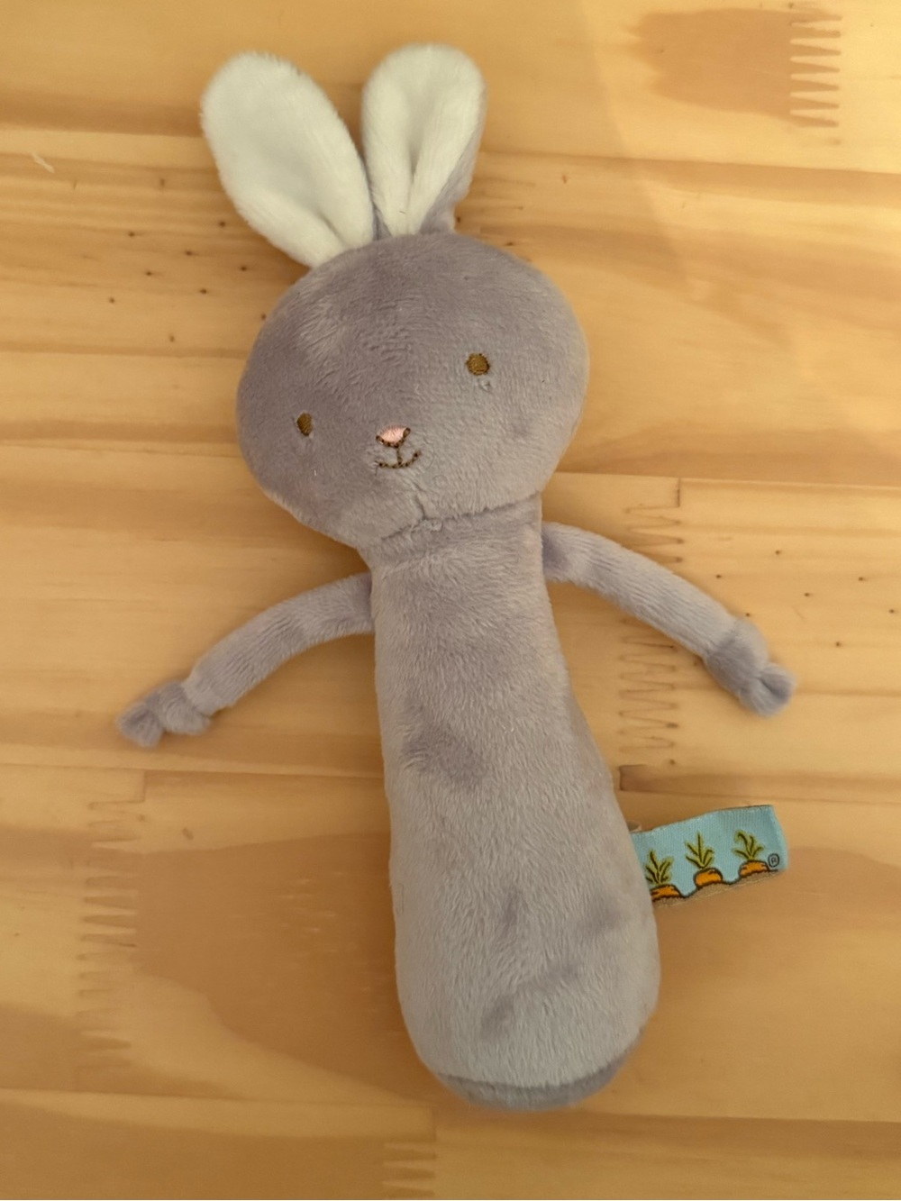 Bunnies by the Bay Plush Bunny Rattle Toy - Grey |  Soft Baby Comforter